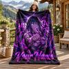 Hyuga Hinata Custom Name Flannel Blanket Personalized Soft Warm Plush Throw Blanket Customized Gift for Family Friends