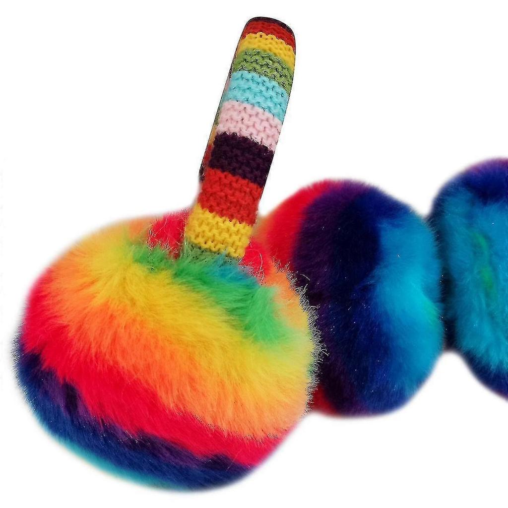 Unisex Winter Cute Rainbow Earmuffs For Kid Warm And Anti-freeze Movable Ear