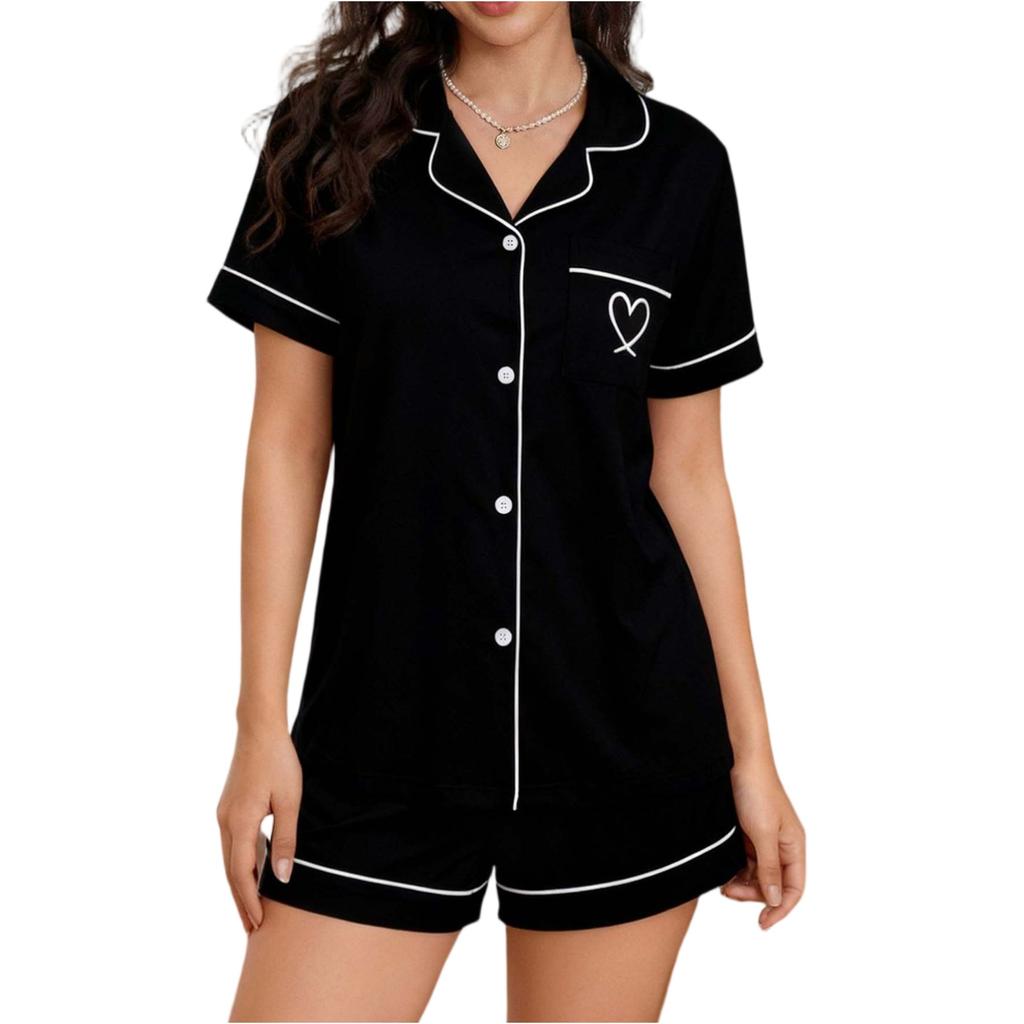 Women's Sleepwear Cardigan Short-sleeved Shirt Shorts Home Outfit Set
