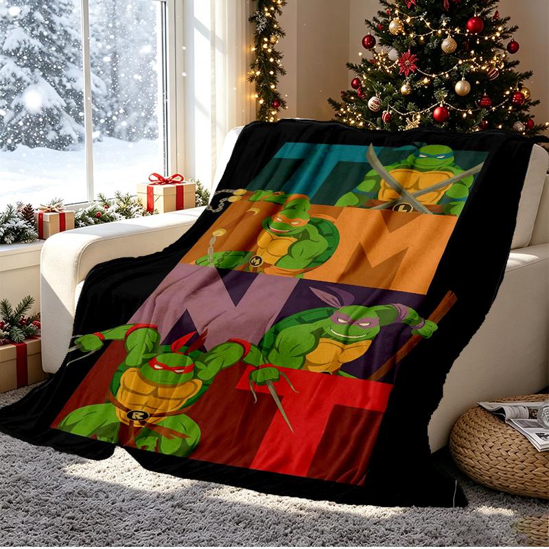 Teenage Mutant Ninja Turtles Pattern Blanket for Home Decoration, Bed, Sofa, Car Travel, Camping, Suitable for All Seasons, Birthday Christmas Gift