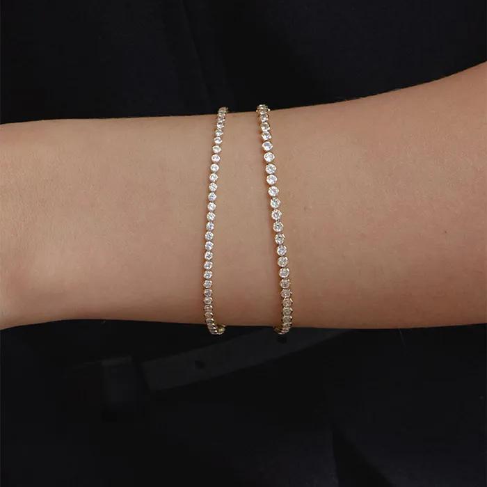 BEZEL ROUND TENNIS BRACELET_M,L 2COLOR JB005