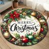 Merry Christmas 3D Round Rug, Soft Holiday Floor Mat for Winter Decor, Living Room, Bedroom, Kitchen, Bathroom
