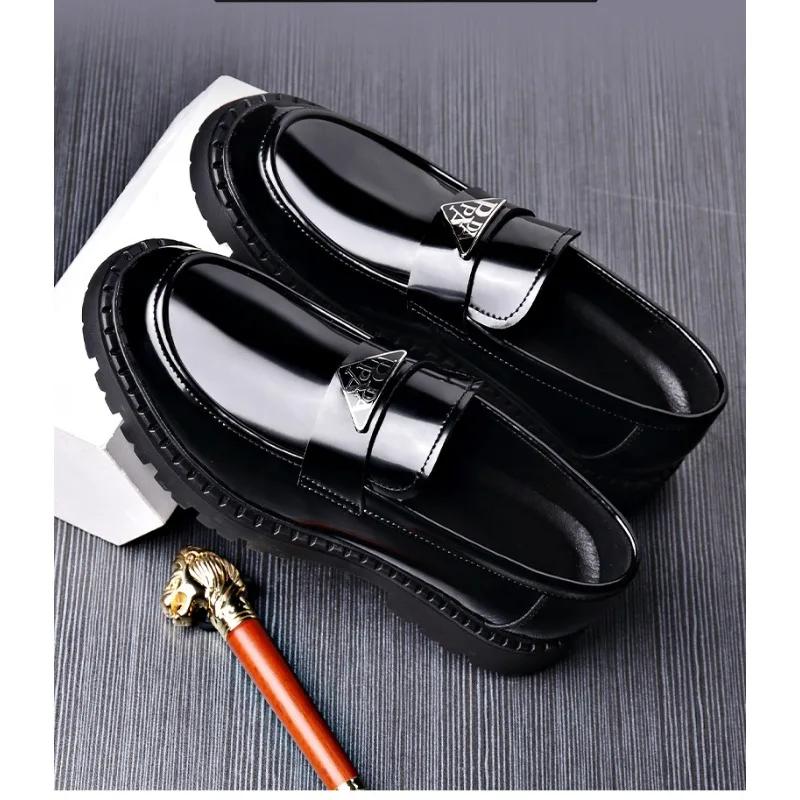 Fashion New Designer Thick Soled Men's Loafers Spring Autumn Fashion Slip-on Man Dress Shoes Male Luxury Brand Leather Shoes