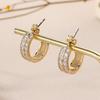 Elegant C-Shaped Zircon Stud Earrings – European and American Style, High-end Feel, Light Luxury Design