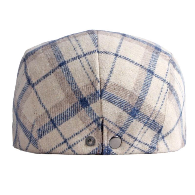 HT3708 New Autumn Winter Cap Hat Men Women Wool Beret Cap Male Female Plaid Artist Painter Beret Hat   Flat Cap Berets