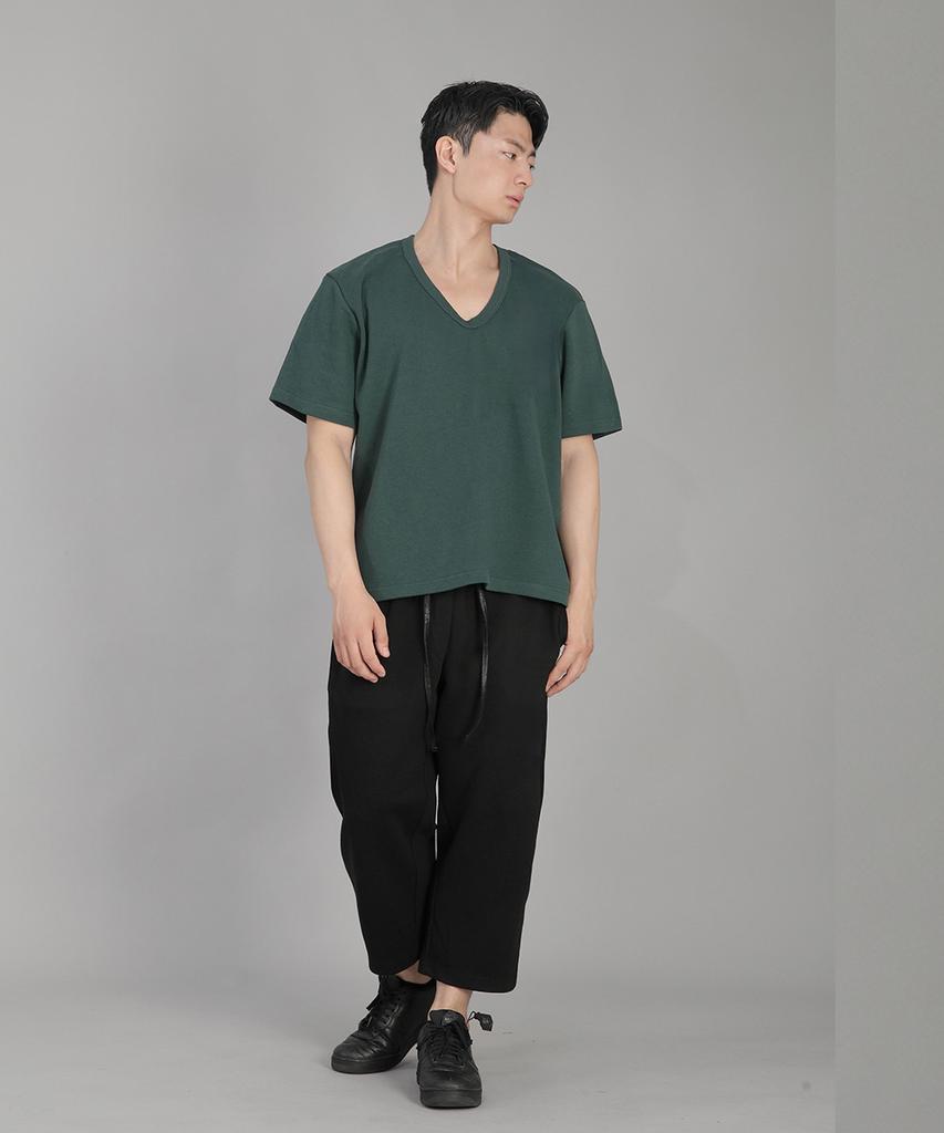 Seinteukeulu V-Neck Plain Short Sleeve T-Shirt Bvs-823 Dark Green