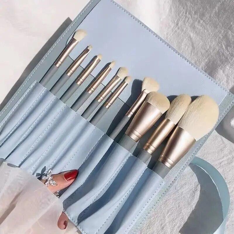 

10PCS Soft-Bristled Makeup Brushes Morandi Color Portable Makeup Brush Set Novice Beginners Advanced Full Set of Makeup Tools