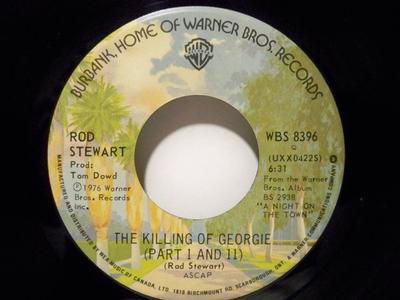 7inch Record ROD STEWART - The Killing Of Georgie (Part I And  WBS8396 Warner Bros. Re 1977 Canada Rock Used