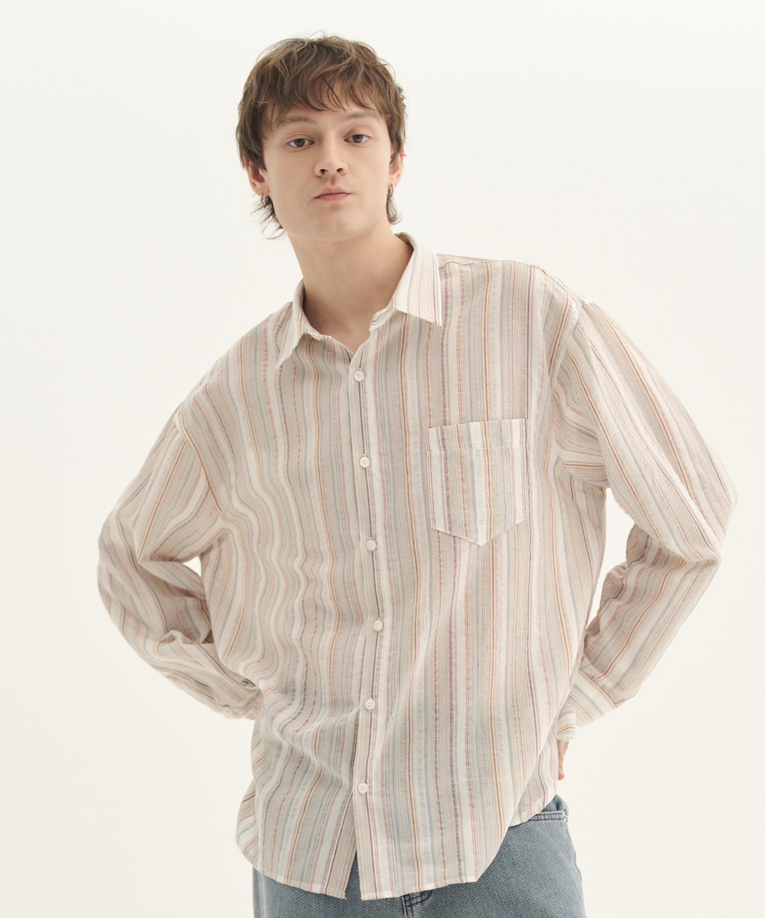 Brilliant Striped Linen Shirt_Red Red