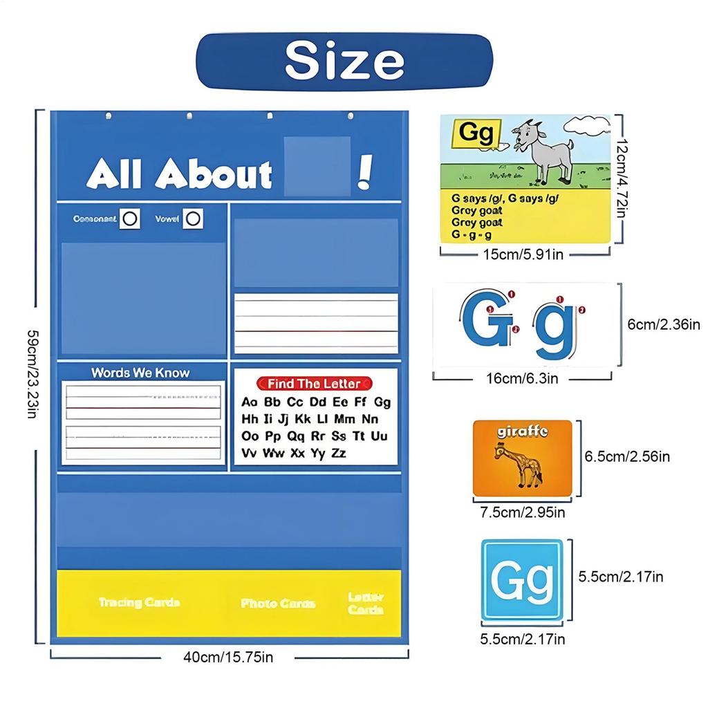 Alphabet Learning Pocket Chart All About Alphabet Chart Homeschool Activities Letter Learning Supplies For Boys Girls Kids Teens