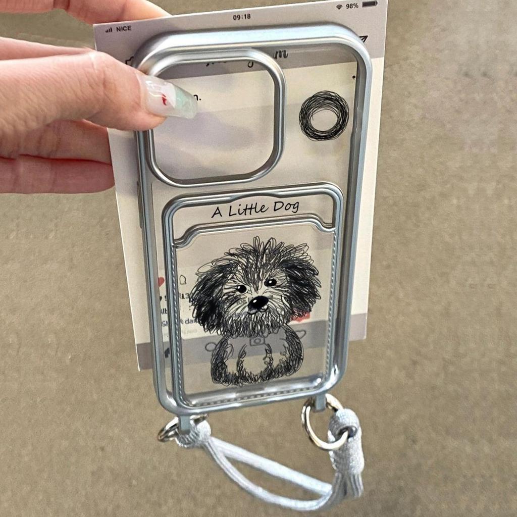 Electroplated Lanyard Card Holder Line Explosive Dog Goddess Anti-fall Skin-feeling Mobile Phone Case