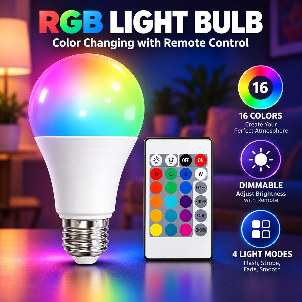 Multicolor RGB Color Changing Light Bulb Adjustable Brightness Color Changing Bulb