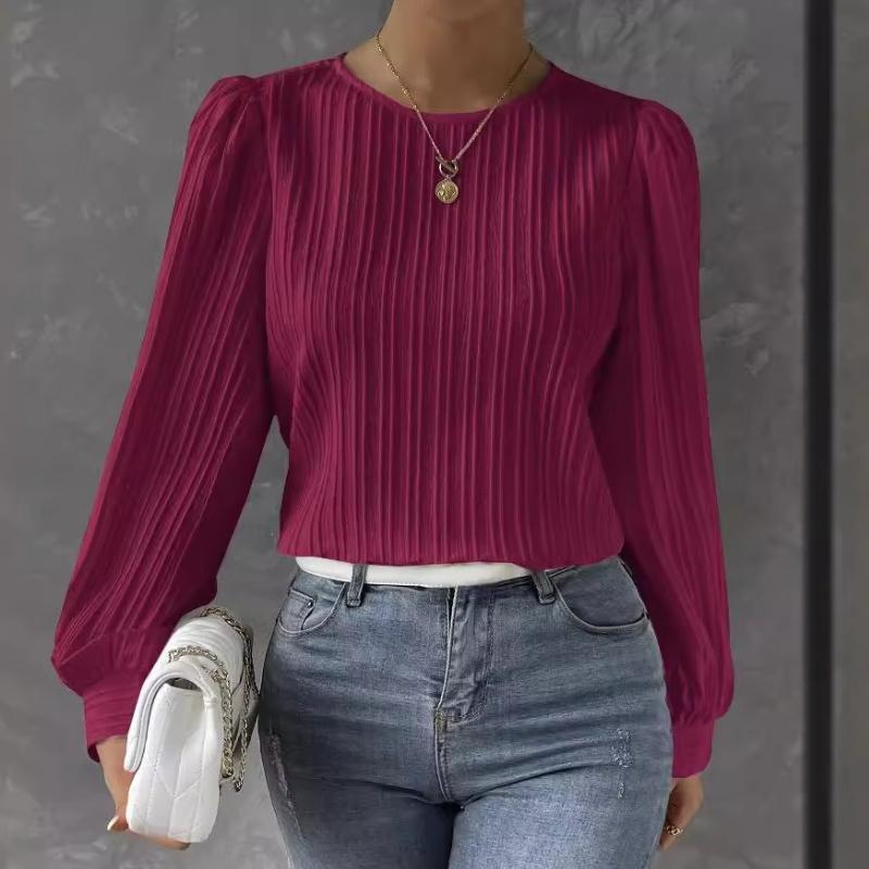 

YYFS женские модные повседневные весенне-осенние однотонные блузки и рубашки с круглым вырезом и длинными рукавами с принтом XXL розы красного