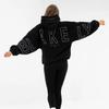 Women Sweatshirts Black Hooded Pullover Big Letter Print Loose Fit New Comfortable Casual Streetwear Minimalist Style Daily Wear