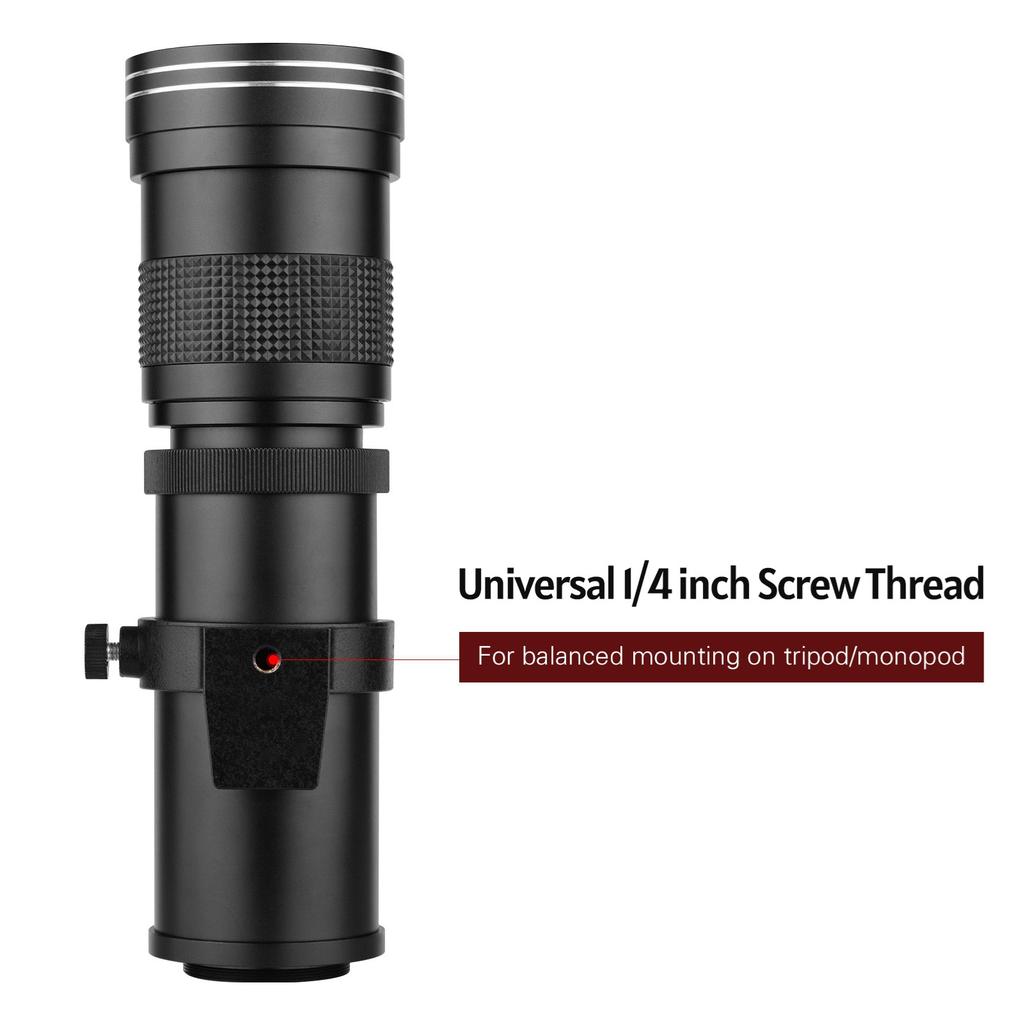 Camera MF Super Telephoto Zoom Lens F 8.3 16 420 800mm T2 Mount with RF Mount Adapter Ring 1 4 Thread Replacement for