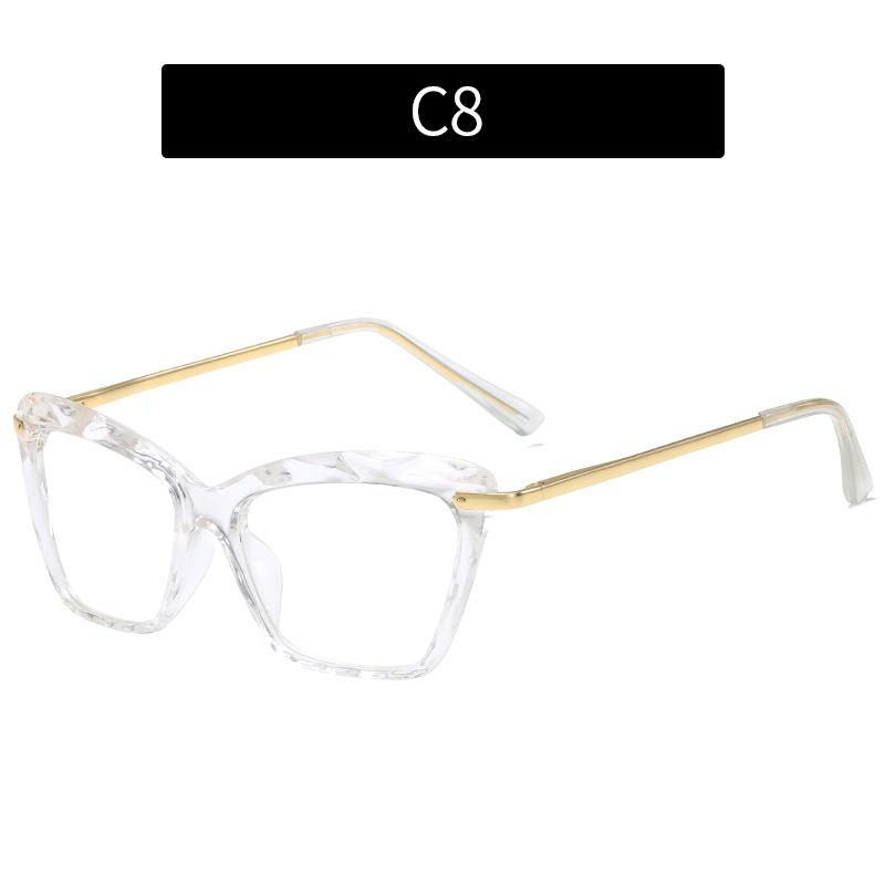New fashion crystal multi-faceted flat mirror, European and American cat eye anti-blue light glasses frame trendy glasses frame