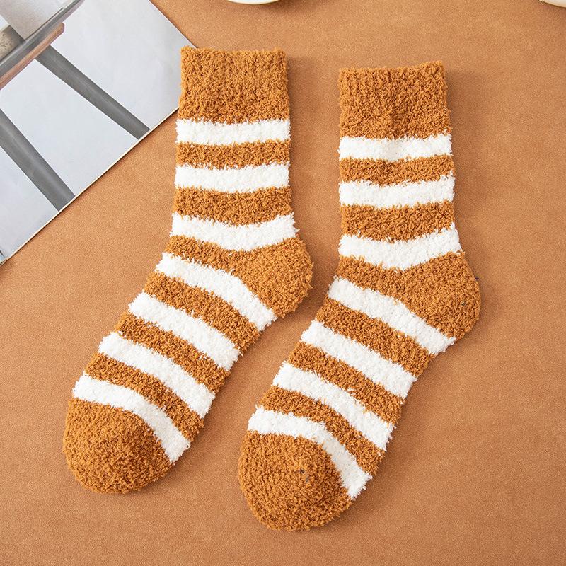 Men Winter Thickened Stripe Simple Not To Drop Hair In The Tube Floor Sleep Socks