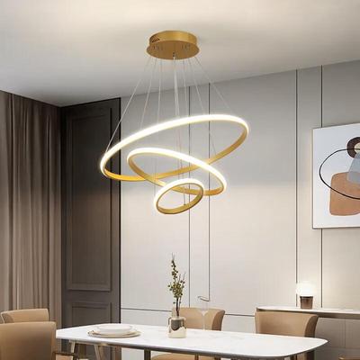 Modern Golden Triple Ring LED Chandelier