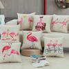 Adorable New Ins Flamingo Cartoon Soft Linen Throw Pillow For Cozy Sofa Decor
