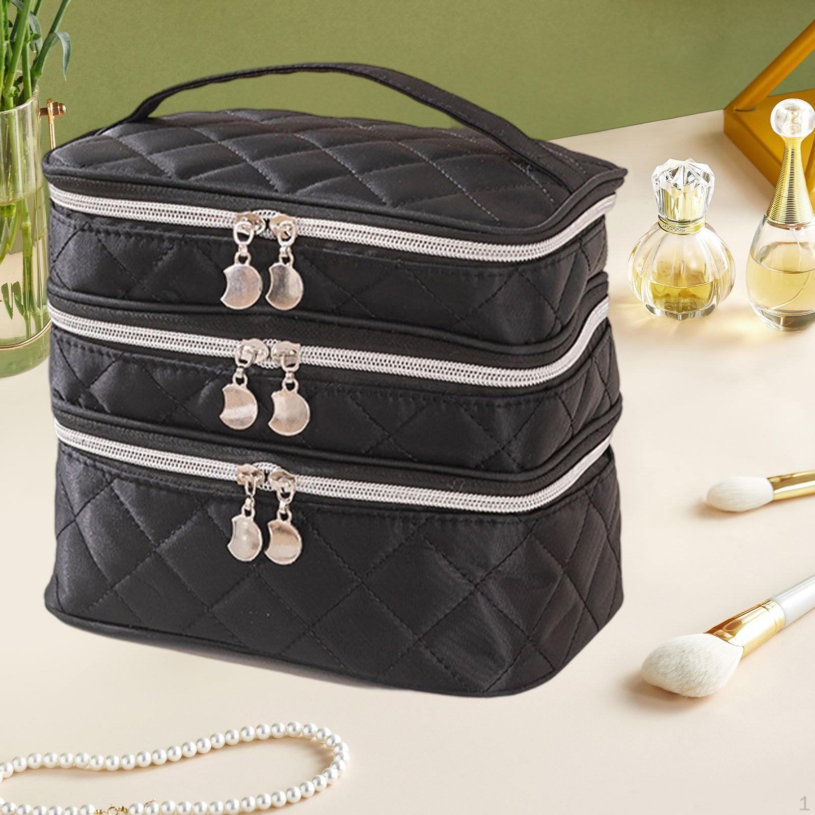 

3-этажная косметичка для хранения многофункциональная туалетная женская косметика для статей silver zipper