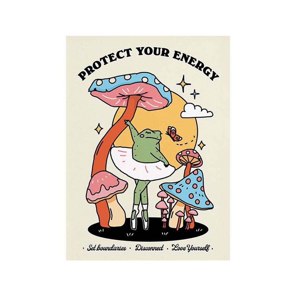 You're Definitely a Funny Poster with Retro Fungi from the '70s, Fancy Hippies, Ball, Dancing Frogs, Canvas, Painting, Wall Art Photography