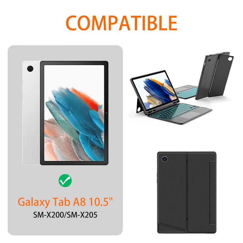 Detachable Design ultra Thin BT Keyboard Cover Suitable for Samsung Galaxy Tab A8 10.5" Built in Touchpad Keyboard Cover