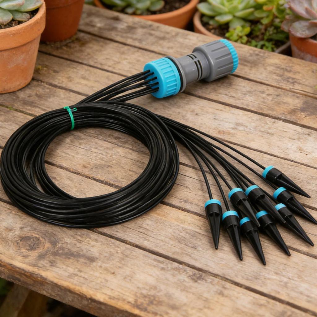 Kit di irrigazione a goccia automatico a 10 testine Dispositivo di irrigazione per giardino Sistema di irrigazione per giardino a connessione rapida per piante succulente fiori