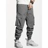 Men Drawstring Elastic Waist Multi Pocket Cargo Pants Ankle Cuffed Jogger Casual Street Trousers