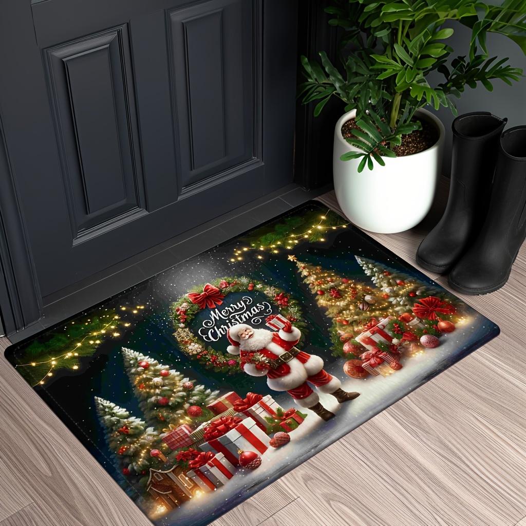 Christmas Santa Claus Entrance Welcome Doormat Bedroom Bedside Foot Mat Balcony Hallway Bath Non-slip Rugs Christmas Decorations
