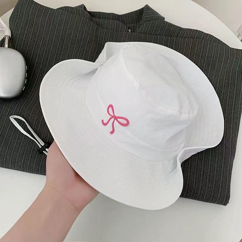 Embroidered Bow Summer Bucket Hat Quick Dry Breathable Cap Unisex Sun Hat for Camping Hiking Outdoor Adventure