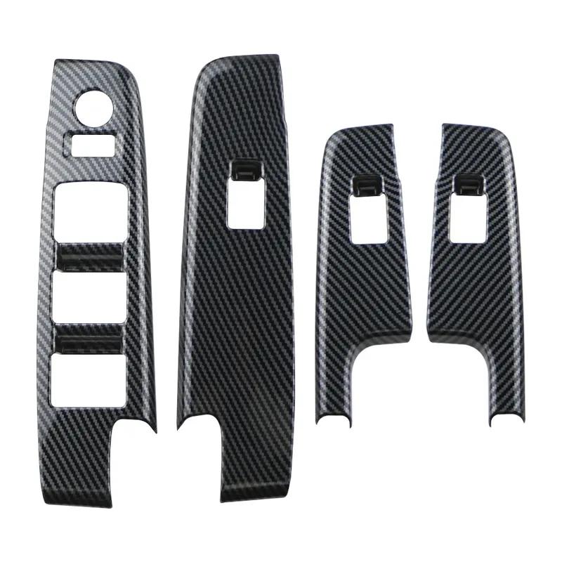 4Pcs Carbon Fiber Car Door Armrest Window Lift Panel Cover Sticker Trim for Isuzu D-Max Dmax 2021 2022 2023 LHD Accessories