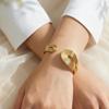 Stainless Steel Irregular Textured Cuff Bracelet for Women 18K Gold Plated Open Bangle Fashion Party Jewelry Gift