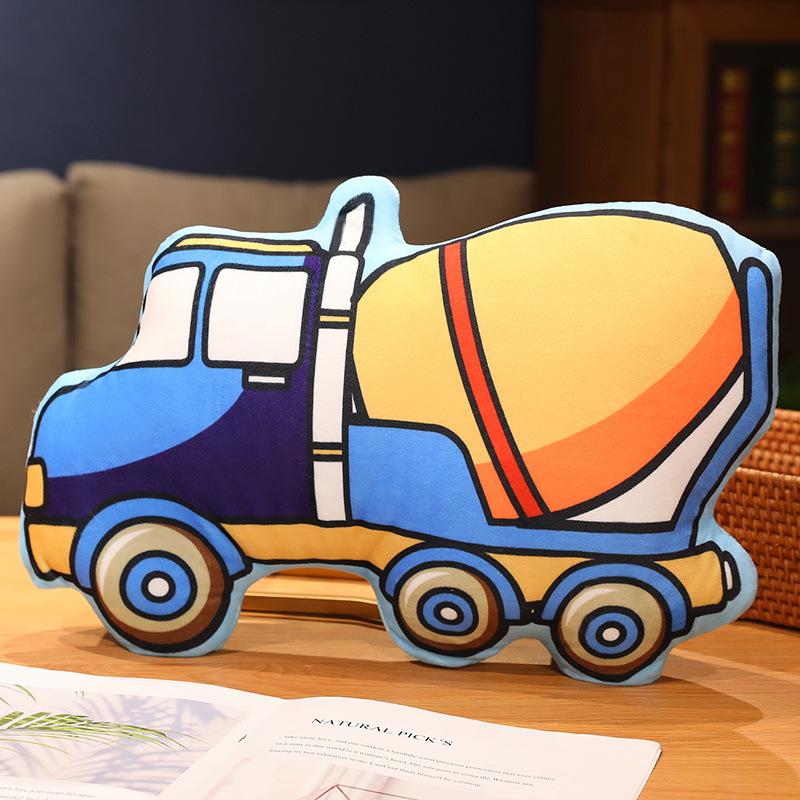 Leuk Pluche Cartoon Voertuig Kussen - Spannend Graafmachine, Auto & Vliegtuig Ontwerp voor Vroege Educatie van Kinderen