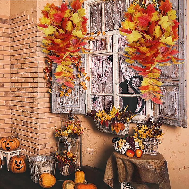 75cm 1Pcs Artificial Maple Leaf Garland Autumn Leaves Fake Plants for Halloween Thanksgiving Day Indoor Home Garden Decoration