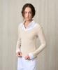 RE RHEE Shirt Collar Ribbed Knit Top Oatmeal