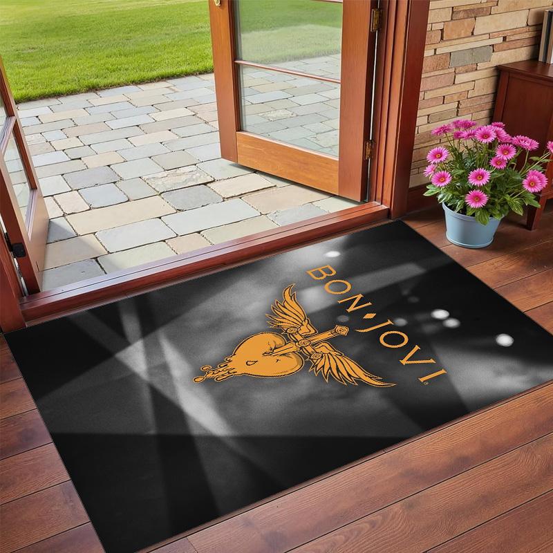 Bon Jovi Print Crystal Velvet Plush Rug Wear?Resistant Anti?Slip Floor Mat For Indoor Household Decoration