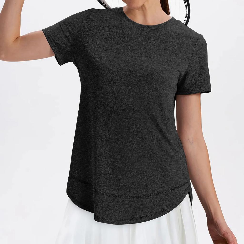 Women's Fashionable Casual Loose-Fit Short-Sleeved Plain Round-Neck Pullover T-Shirt