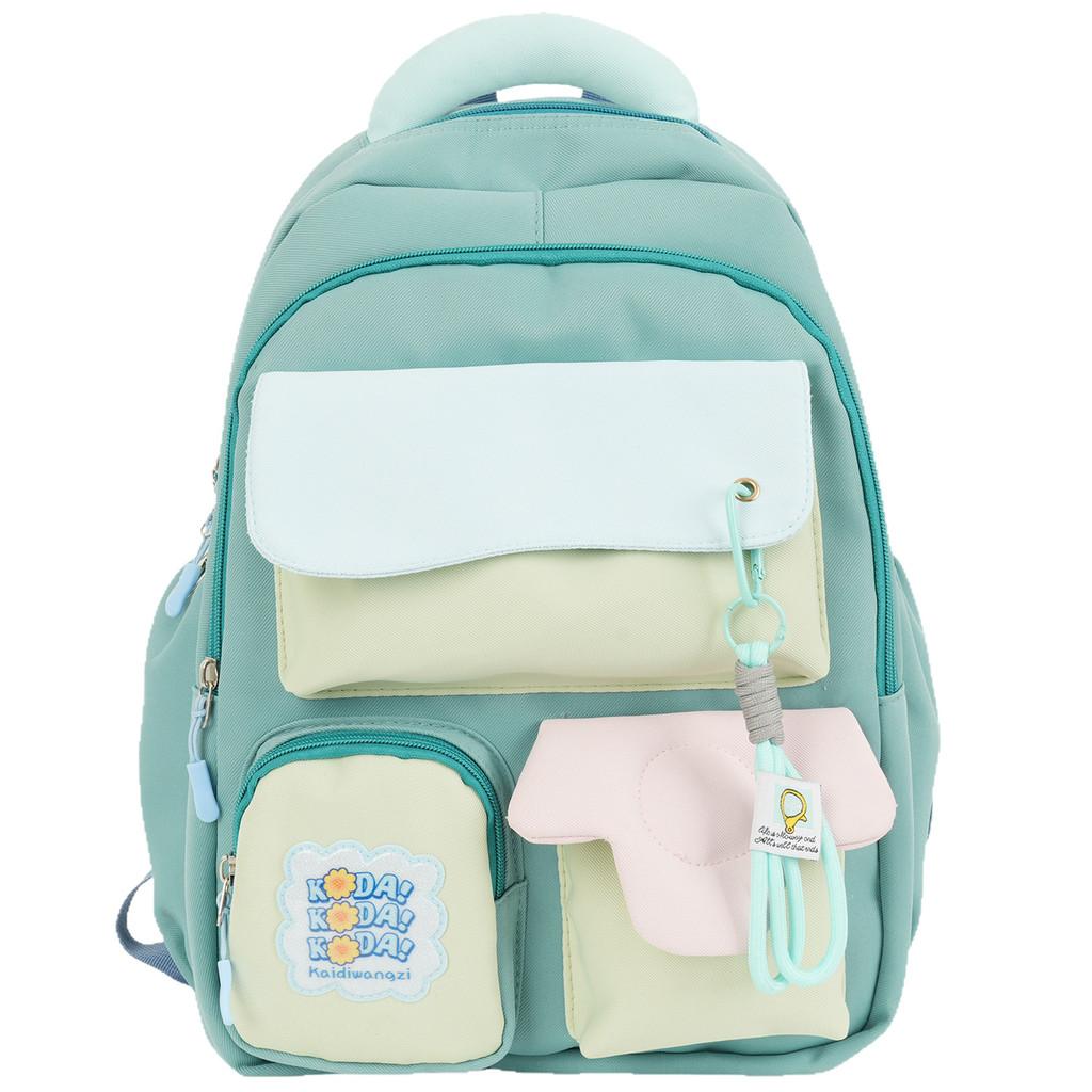 Nylon School Backpack For Girls With Shoulder Strap And Cartoon Letter Print Design For School And Travel