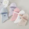 Women's Socks, 100% Pure Cotton Embroidered Mid-Calf Socks, Grade A Deodorant Sweat-Absorbing Contrasting Color Women's Socks, 5 Pairs