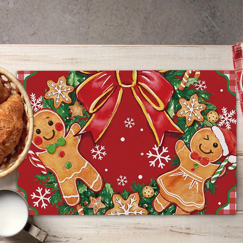 

Рождественские льняные салфетки на стол 2024 года — праздничное украшение, изолированные, с печатным дизайном Christmas table mat-5. 30*40CM