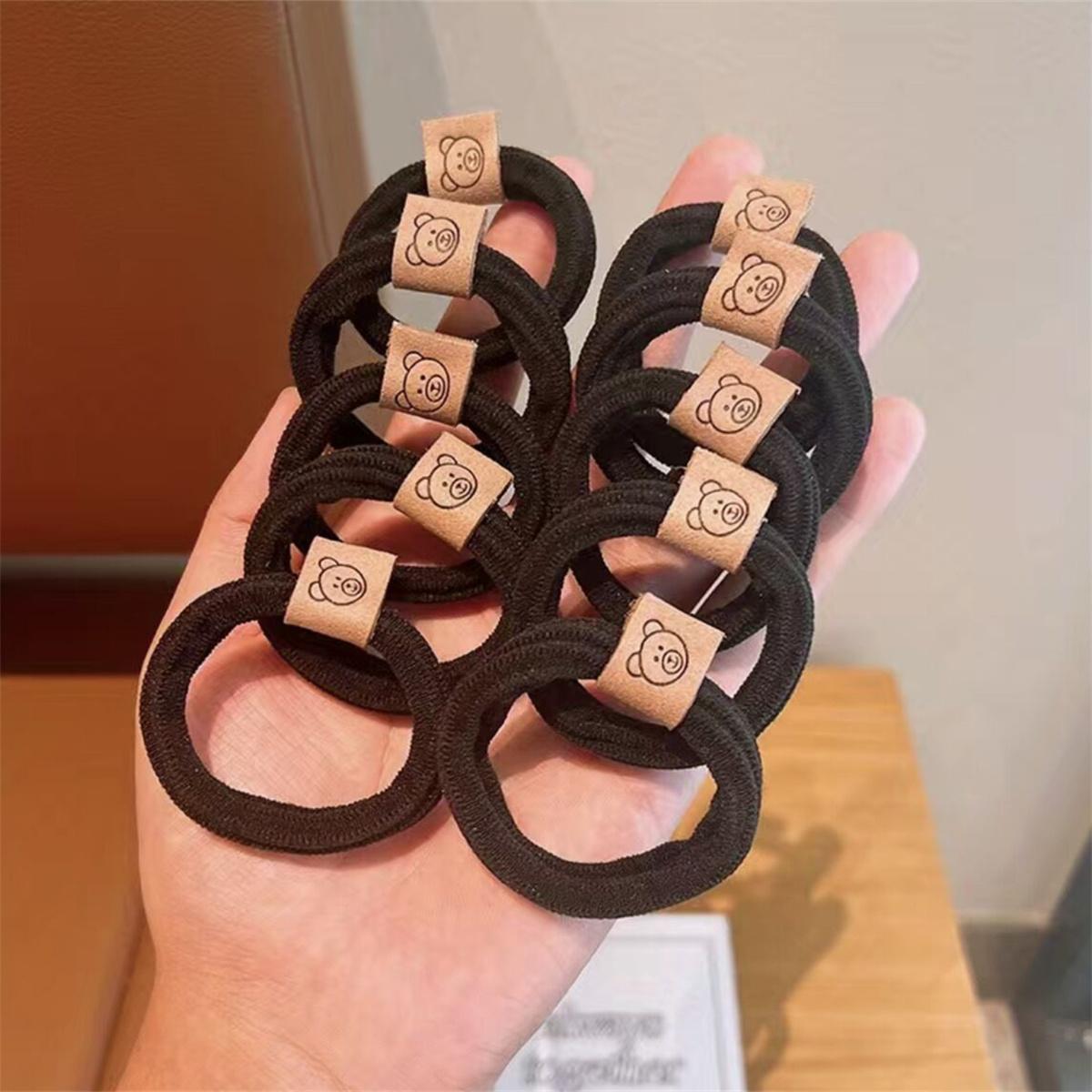 

5/10/20/50 шт. Женские высокоэластичные резинки для волос, держатель для хвостика, милая кофейная резинка с мишкой, модные волосы 5pcs чёрный