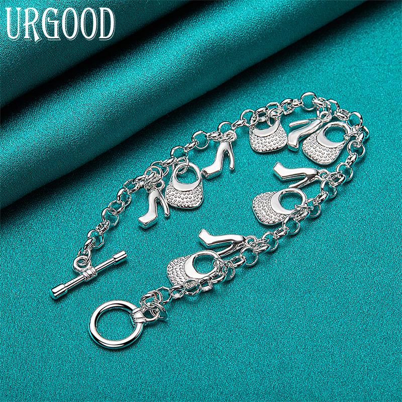 Pantofi din argint 925 bijuterii cu pandantiv pentru geanta