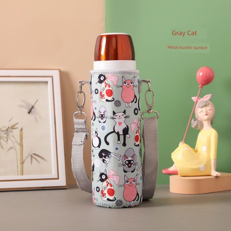 Baihui 500ml Large-Capacity Thermos Cup Cover for Adults, Portable Hand-Held Cross-Body Protective Cover, Anti-Fall