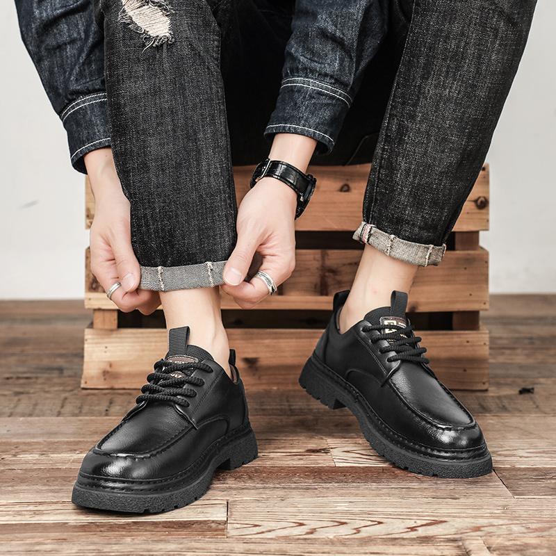 Handmade Leisure Men Shoes New Trendy Minimalist Work Shoes With Lace Up Middle-Aged Dad Formal Casual Business Leather Shoes