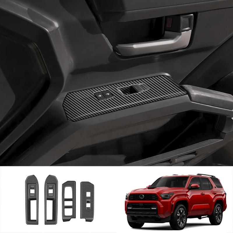LHD For TOYOTA TACOMA 2024 2025 ABS Carbon Fiber Door Armres tWindow Lift Button Glass Rise Switch Cover Interior Accessories