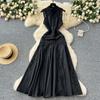 Summer Women Elegant Sleeveless Hollow Out Embroidery Lace Patchwork Long Maxi Slim Party Dresses