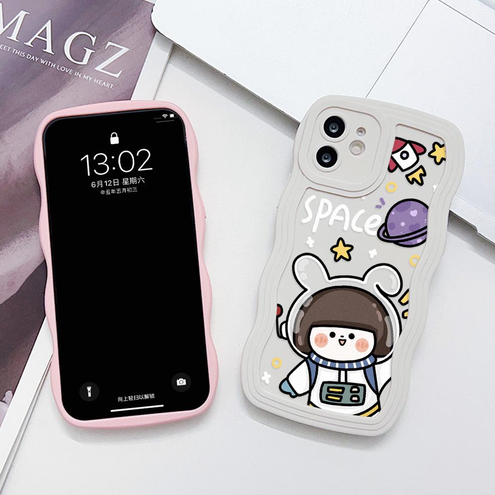 Mobile Phone Cases for iPhone 11 13 XR 15 Pro Max 12 14 Pro Max Case iPhone 16 7 Plus 8 Plus XS Max Big Wave Solid Color Cartoon Anti-drop Waterproof