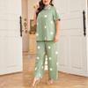 Plus Size Polka Dot Print Loose Shirt & Straight Casual Pants Set
