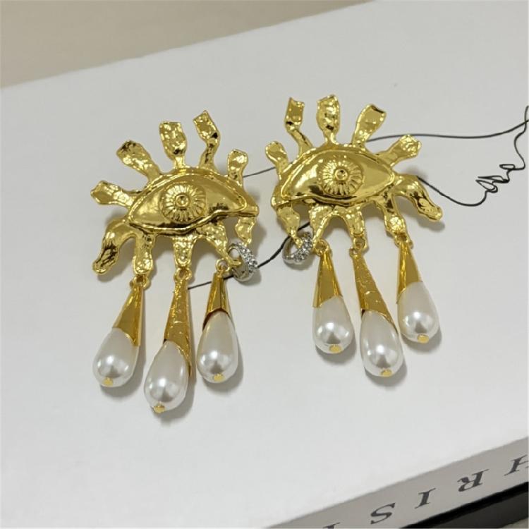 Exaggerated Eye Shape Dangle Earrings Statement Earring Alloy Texture Ear Studs Accessory Present for Woman and Girls