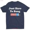 Funny Fourth of July 4th I'm Just Here To Bang T Shirt Vintage Washed Comfortable Top For Everyday Wear Graphic Breathable